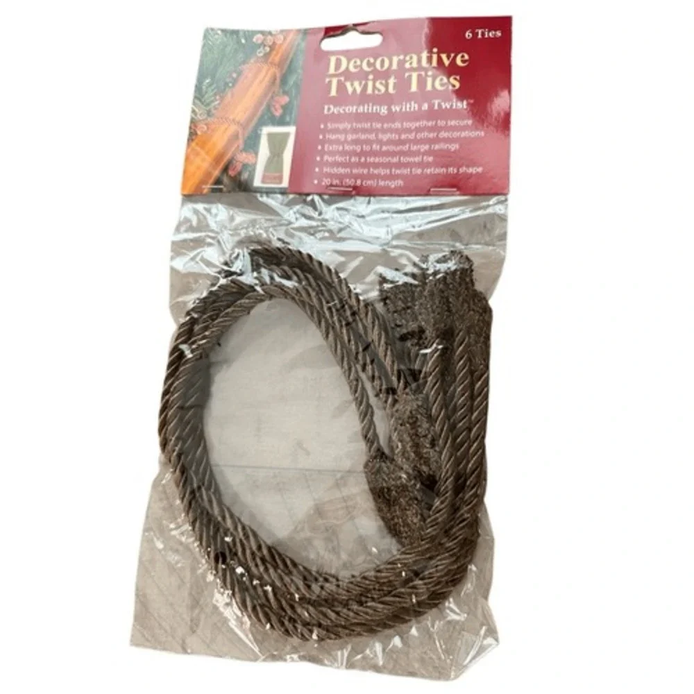 Decorating with a Twist 6 Pack‎ Decorative Twist Ties 20 Inch Brown Garland Ties